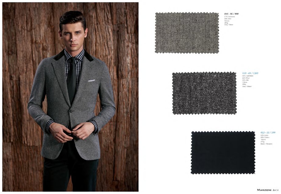 Пошив мужских пиджаков в стиле casual из серой ткани Marzoni на заказ