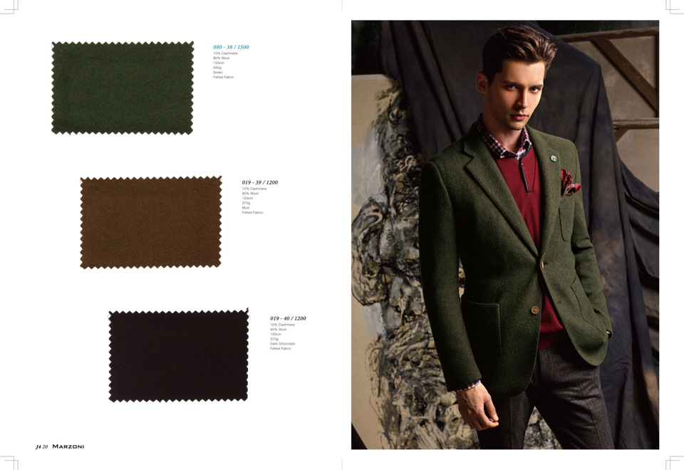 Пошив мужских пиджаков в стиле кэжуал из темно-зеленой ткани Marzoni на заказ